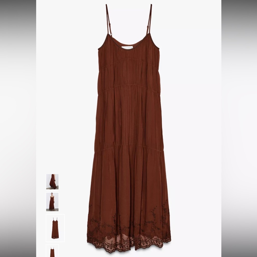 Zara Large ZW Collection Embroidered‎ Dress Boho Whimsical Garden Floral Fairy - Picture 2 of 12